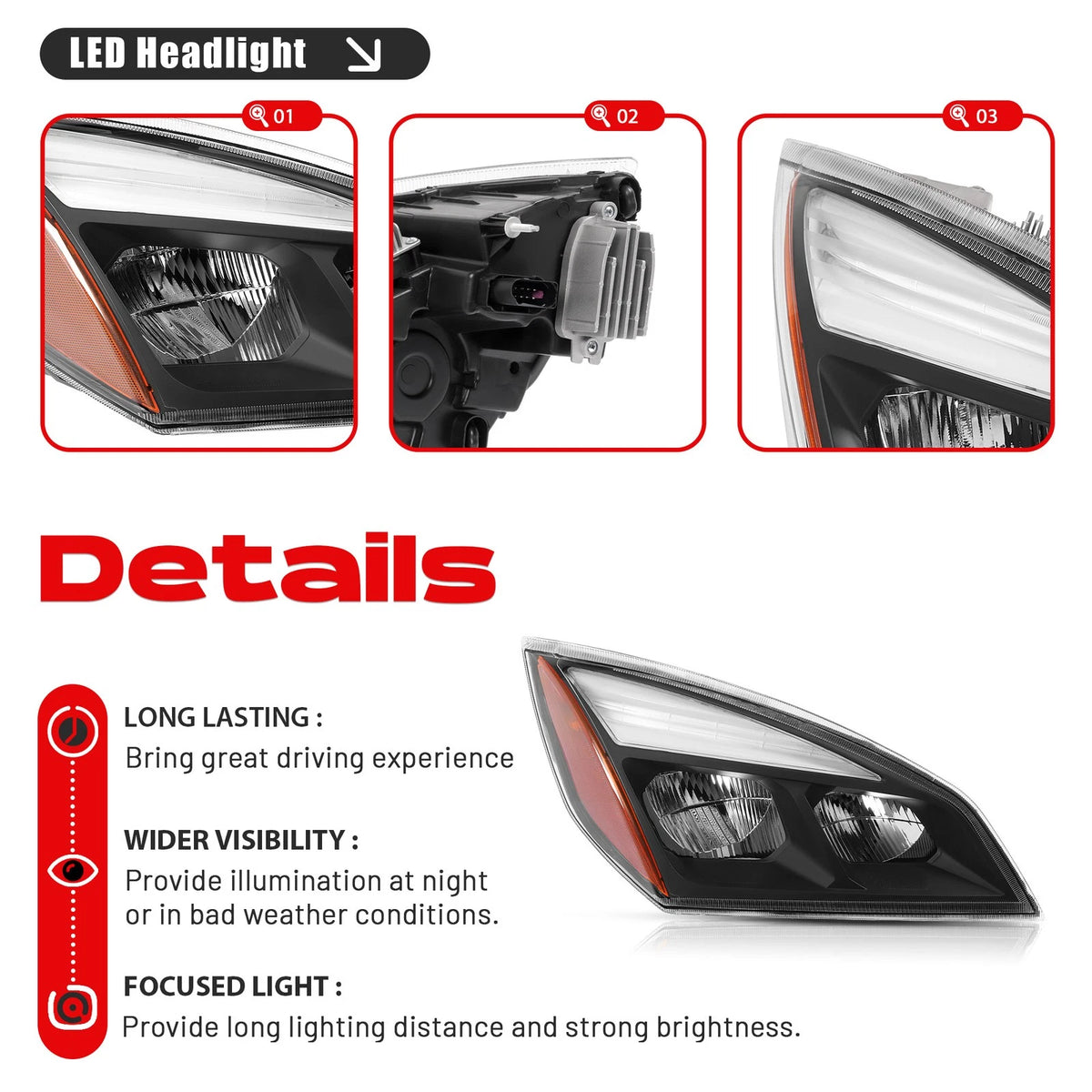 LED Headlight with DRL | Freightliner Cascadia 2018+