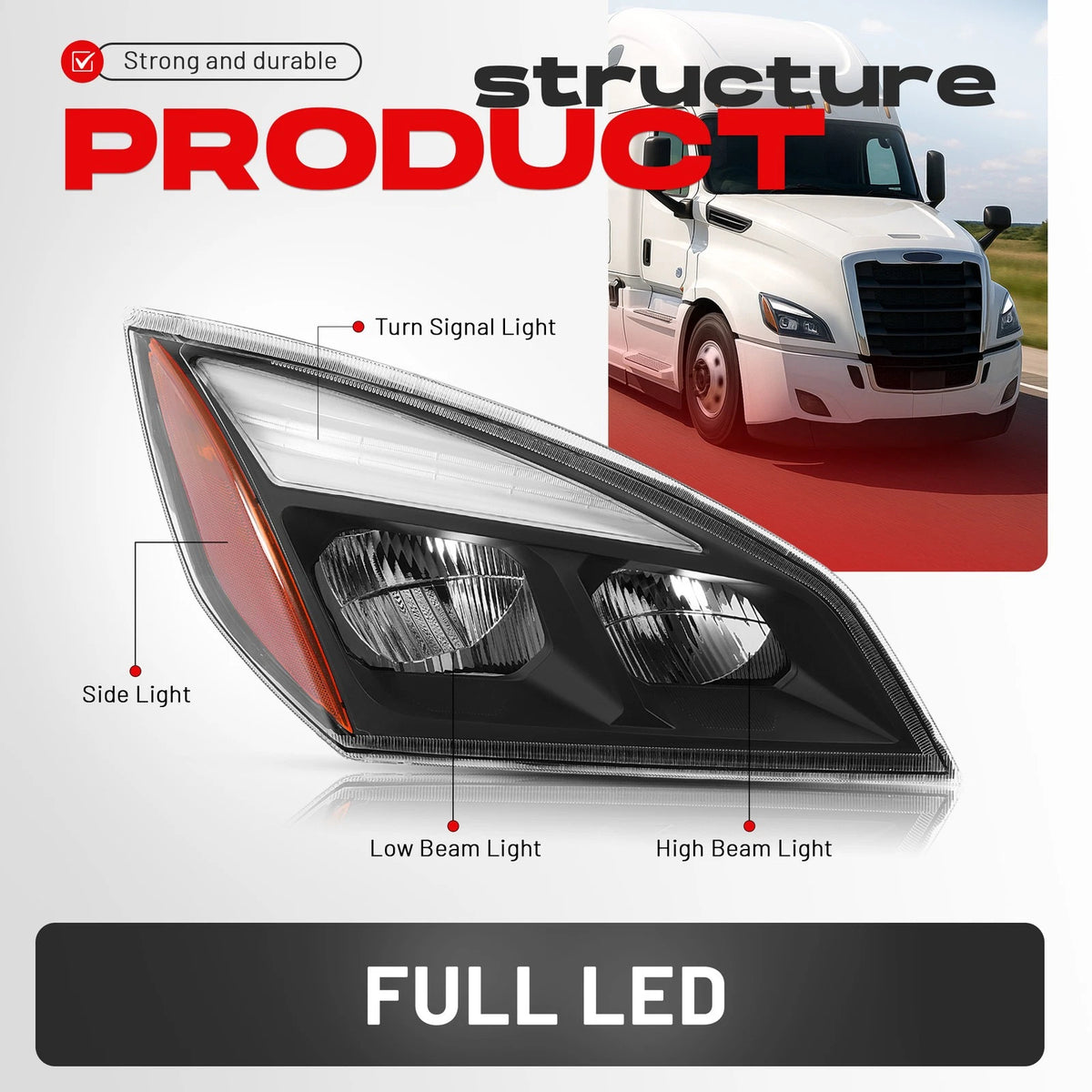 LED Headlight with DRL | Freightliner Cascadia 2018+