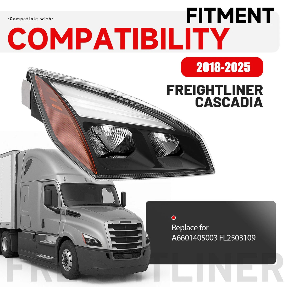 LED Headlight with DRL | Freightliner Cascadia 2018+